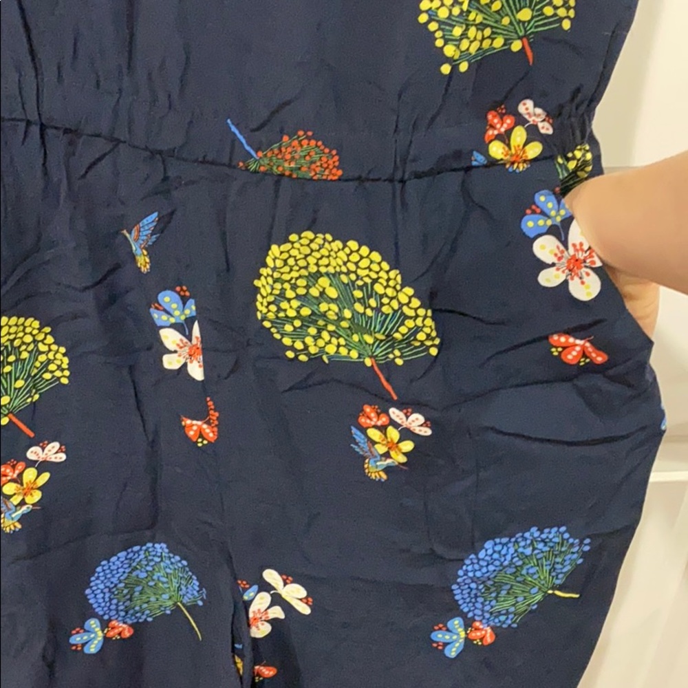 Navy Blue Floral Loft Ruffle Jumpsuit - Picture 3 of 4
